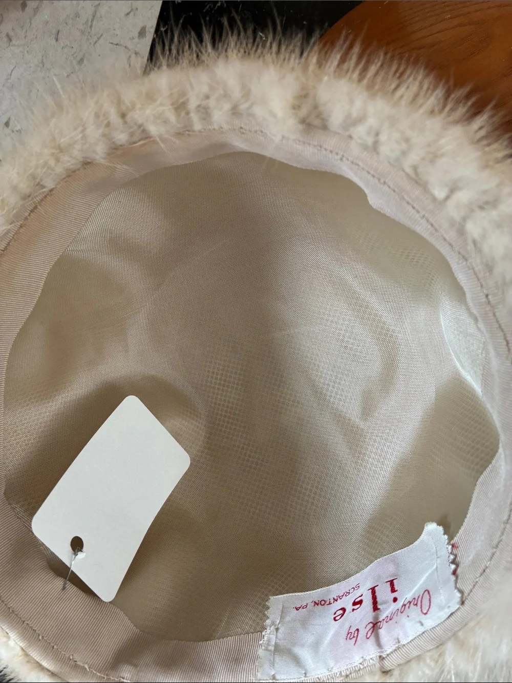 Vintage Cream Genuine Mink Fur Hat